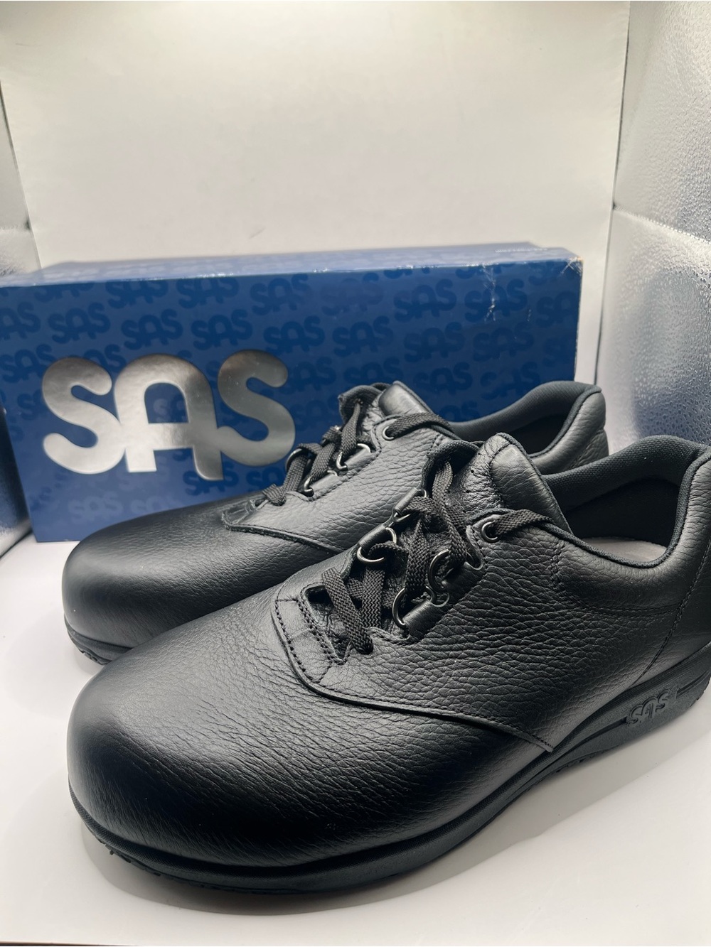 SAS Liberty New Womens 9W3 Black Leather Slip Resistant Lace Up Casual Work Shoe